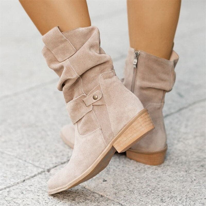Bottes femme en daim hiver coupe ample