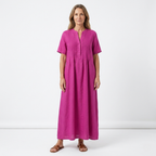 Laure - Robe plissée en coton et lin