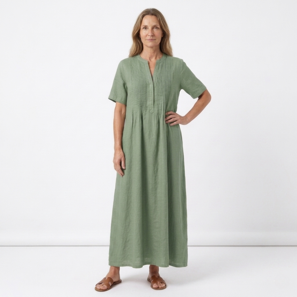 Laure - Robe plissée en coton et lin