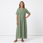 Laure - Robe plissée en coton et lin