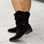 Bottes femme en daim hiver coupe ample
