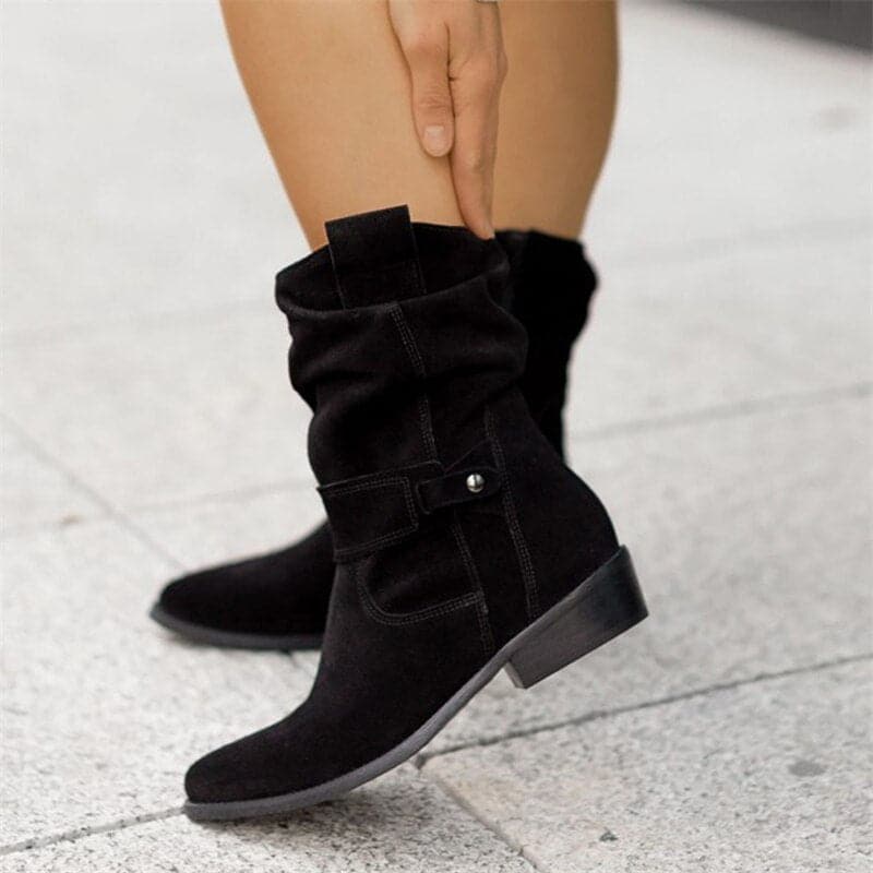 Bottes femme en daim hiver coupe ample
