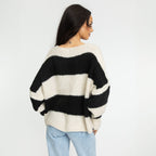 Cardigan à rayures, col en V et nœuds