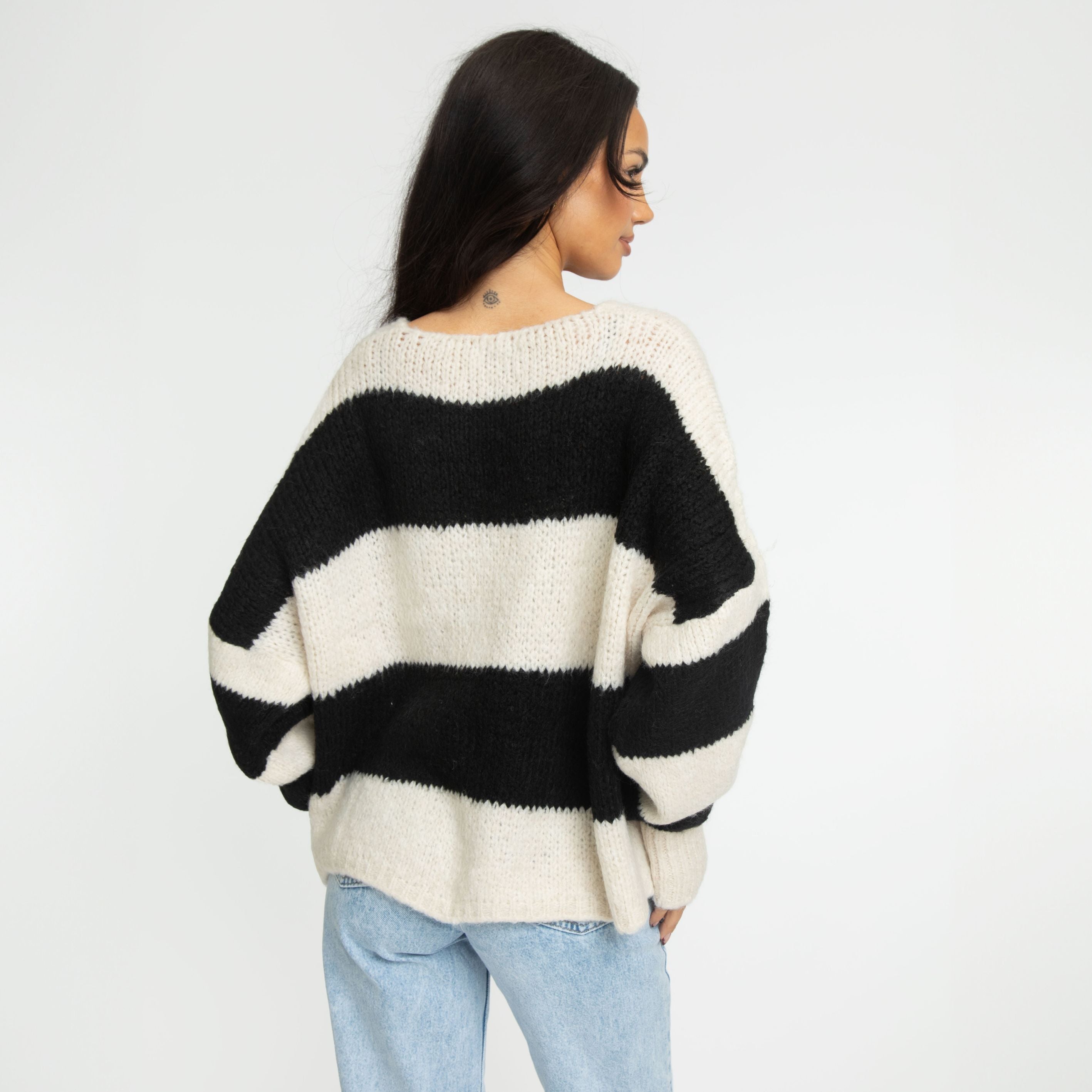 Cardigan à rayures, col en V et nœuds