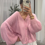 Cardigan en maille ajourée fine