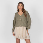 Cardigan court oversize à col en V CozyGlam