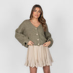 Cardigan court oversize à col en V CozyGlam