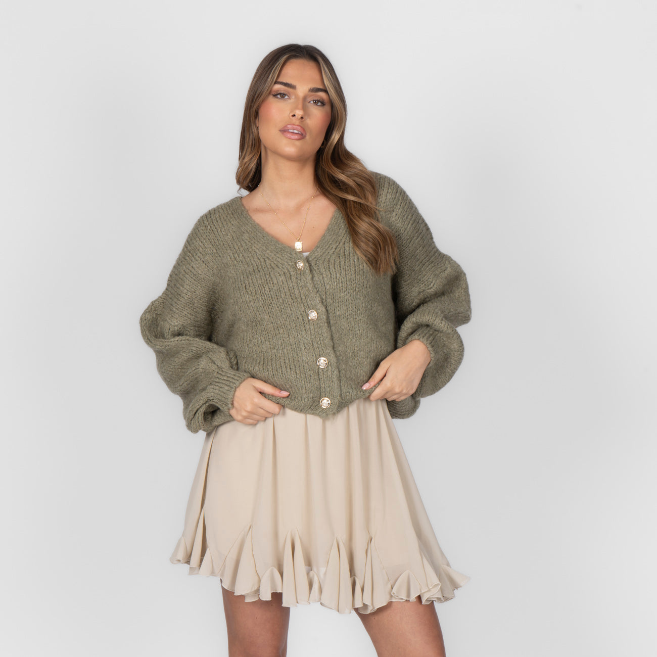 Cardigan court oversize à col en V CozyGlam