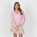 Cardigan court oversize à col en V CozyGlam