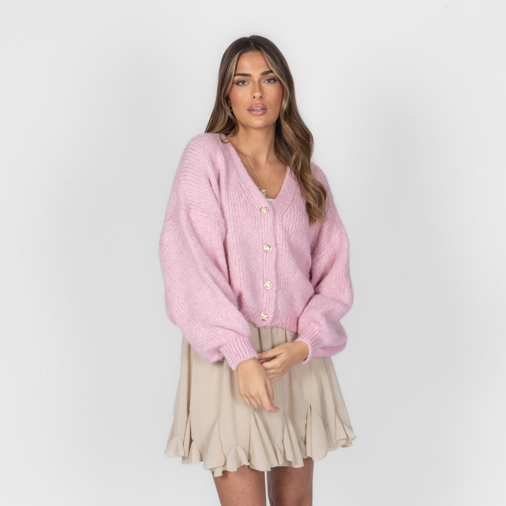 Cardigan court oversize à col en V CozyGlam