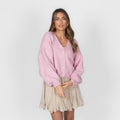 Cardigan court oversize à col en V CozyGlam