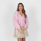 Cardigan court oversize à col en V CozyGlam