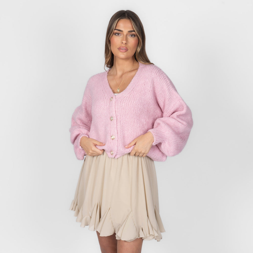 Cardigan court oversize à col en V CozyGlam