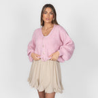 Cardigan court oversize à col en V CozyGlam