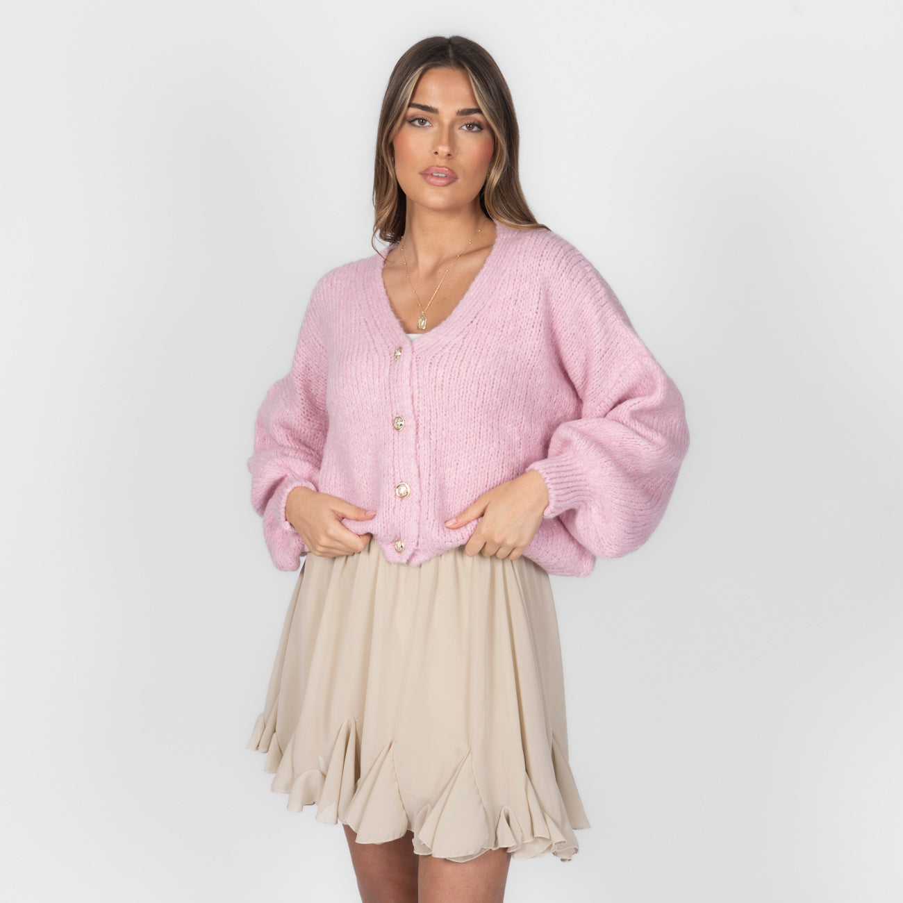 Cardigan court oversize à col en V CozyGlam
