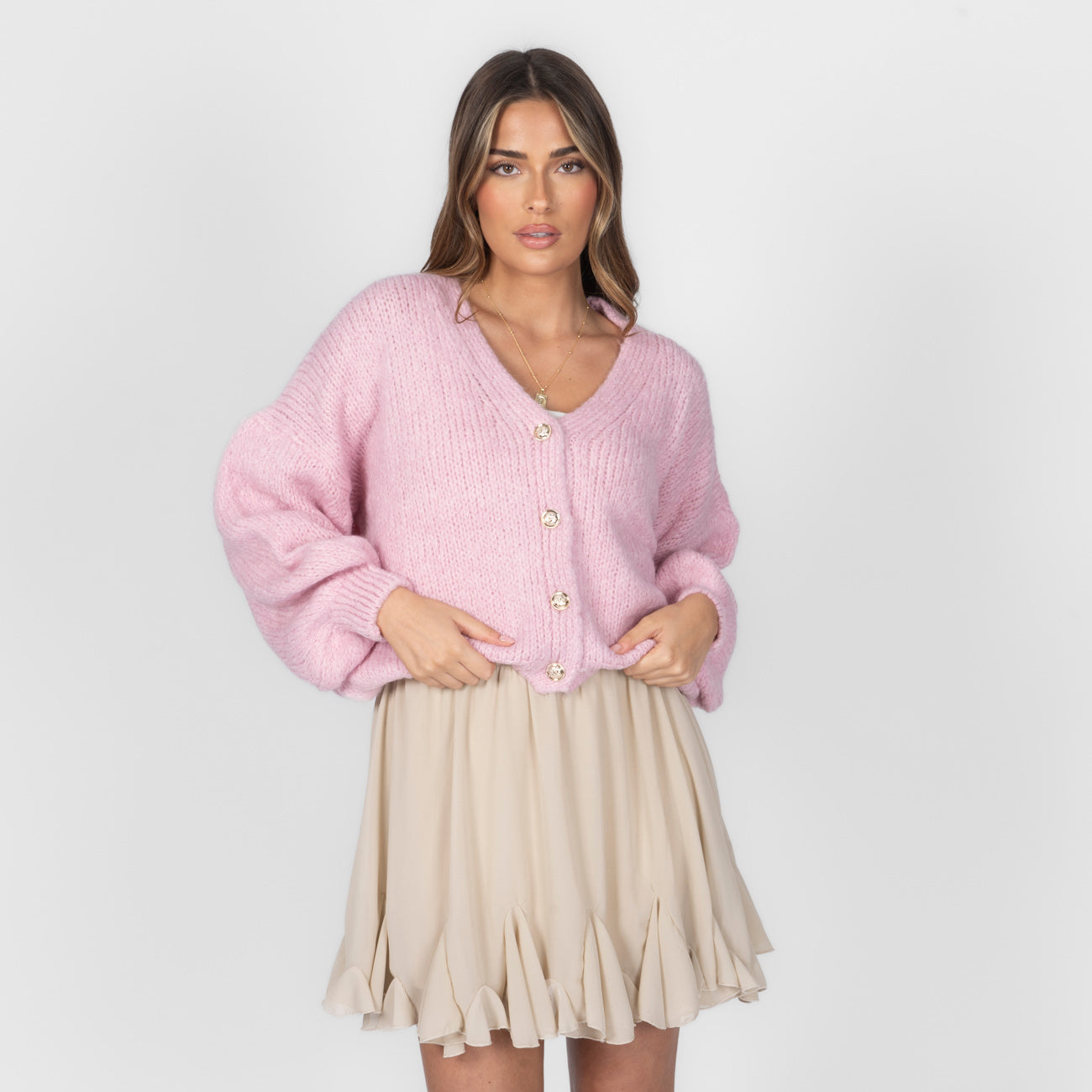 Cardigan court oversize à col en V CozyGlam