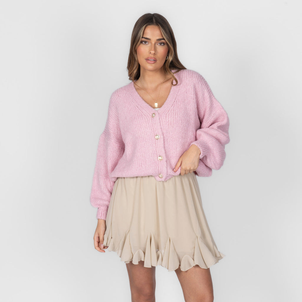 Cardigan court oversize à col en V CozyGlam