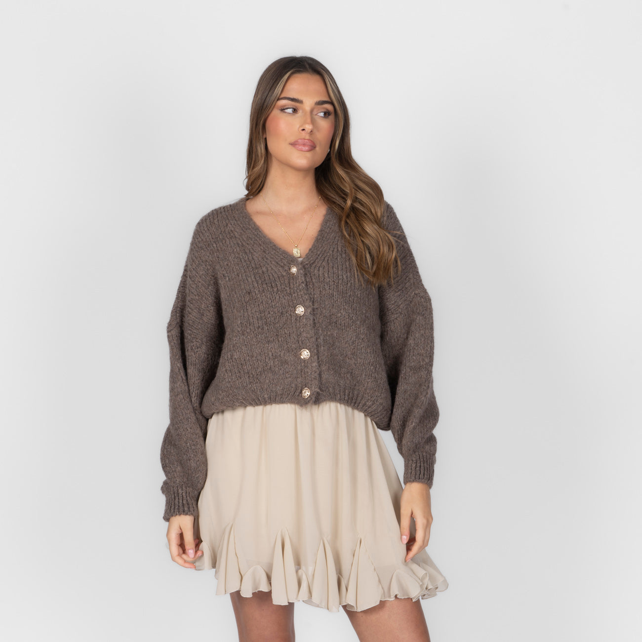 Cardigan court oversize à col en V CozyGlam