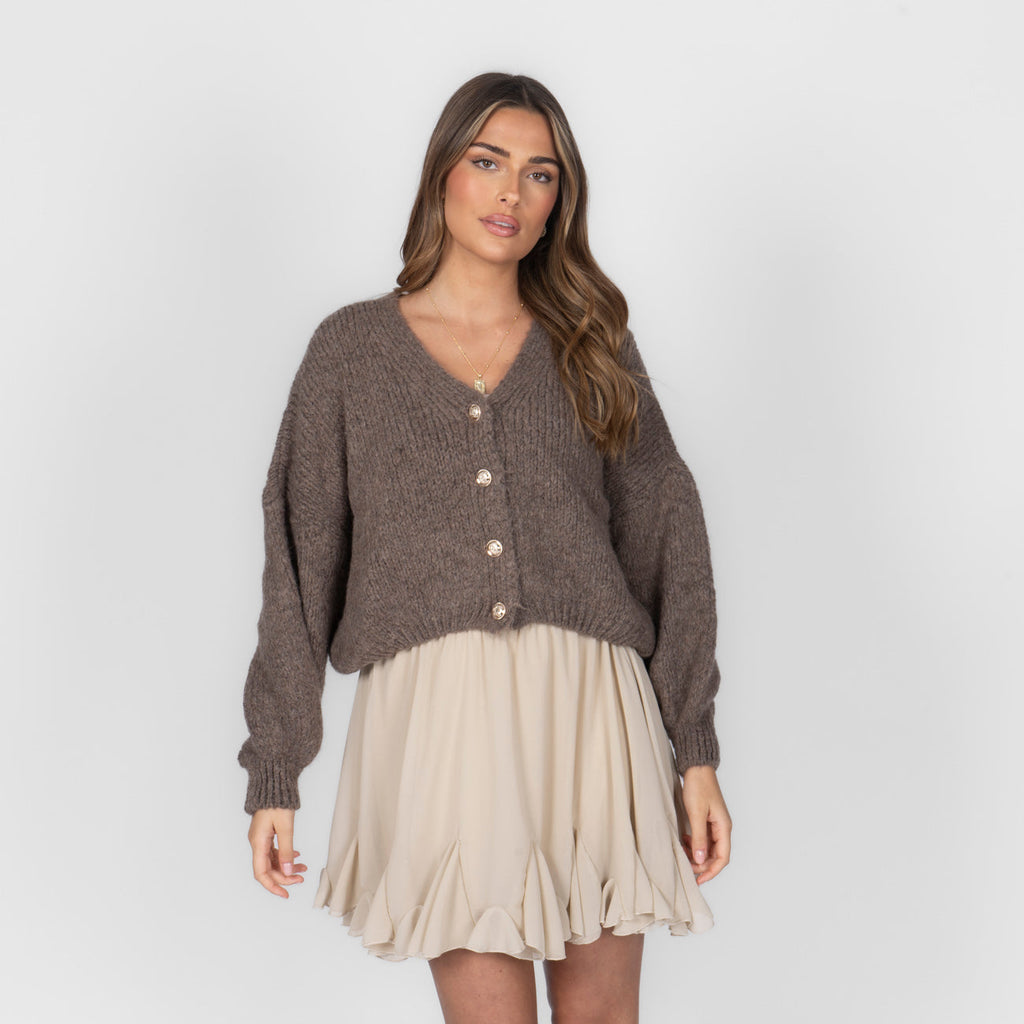 Cardigan court oversize à col en V CozyGlam
