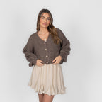 Cardigan court oversize à col en V CozyGlam
