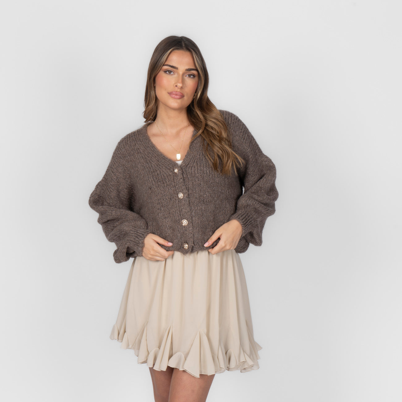 Cardigan court oversize à col en V CozyGlam