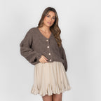Cardigan court oversize à col en V CozyGlam