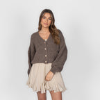Cardigan court oversize à col en V CozyGlam