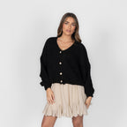 Cardigan court oversize à col en V CozyGlam