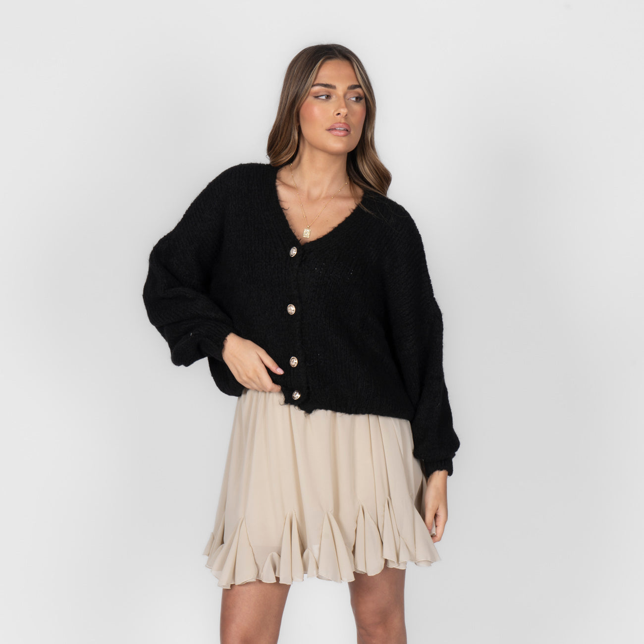 Cardigan court oversize à col en V CozyGlam