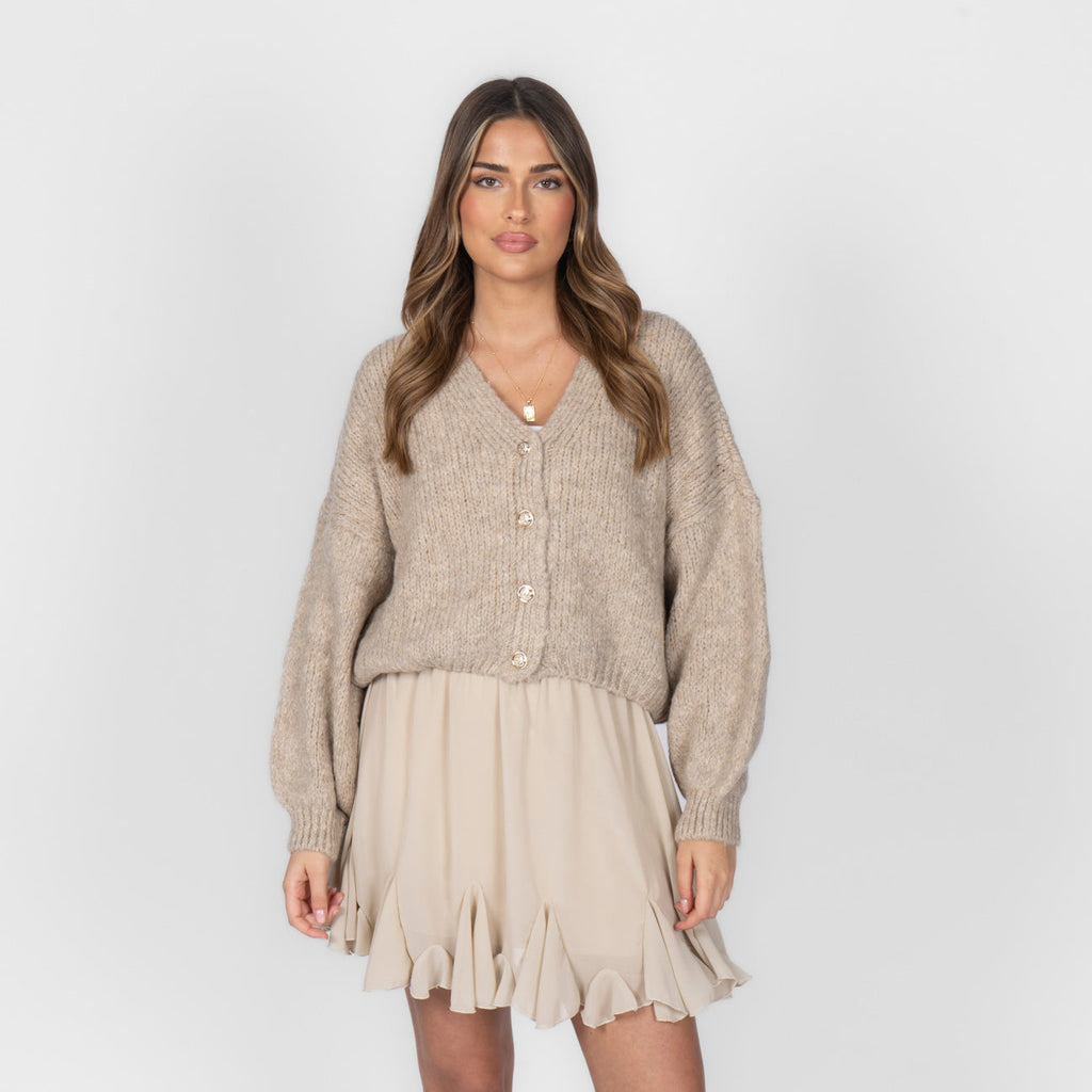 Cardigan court oversize à col en V CozyGlam