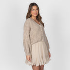 Cardigan court oversize à col en V CozyGlam