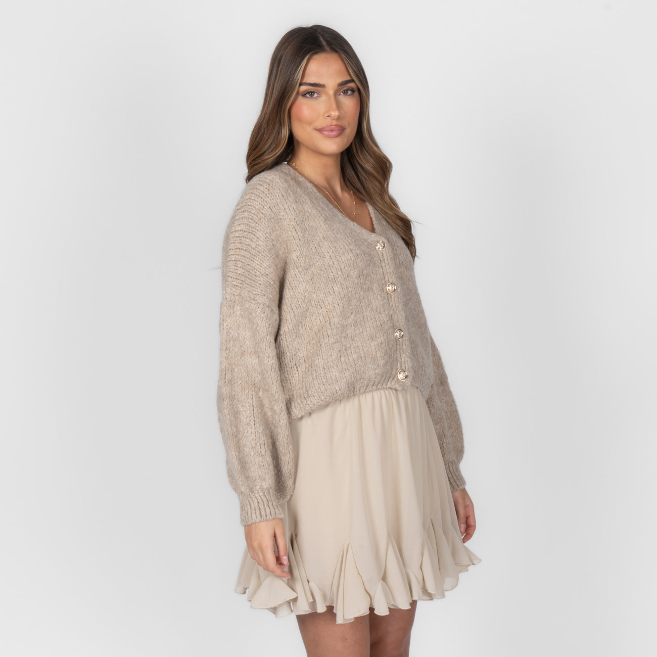 Cardigan court oversize à col en V CozyGlam