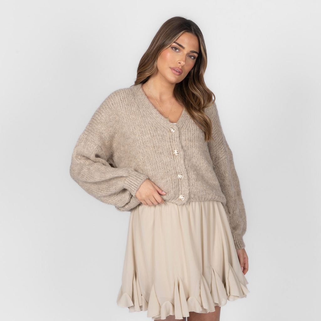 Cardigan court oversize à col en V CozyGlam