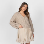 Cardigan court oversize à col en V CozyGlam