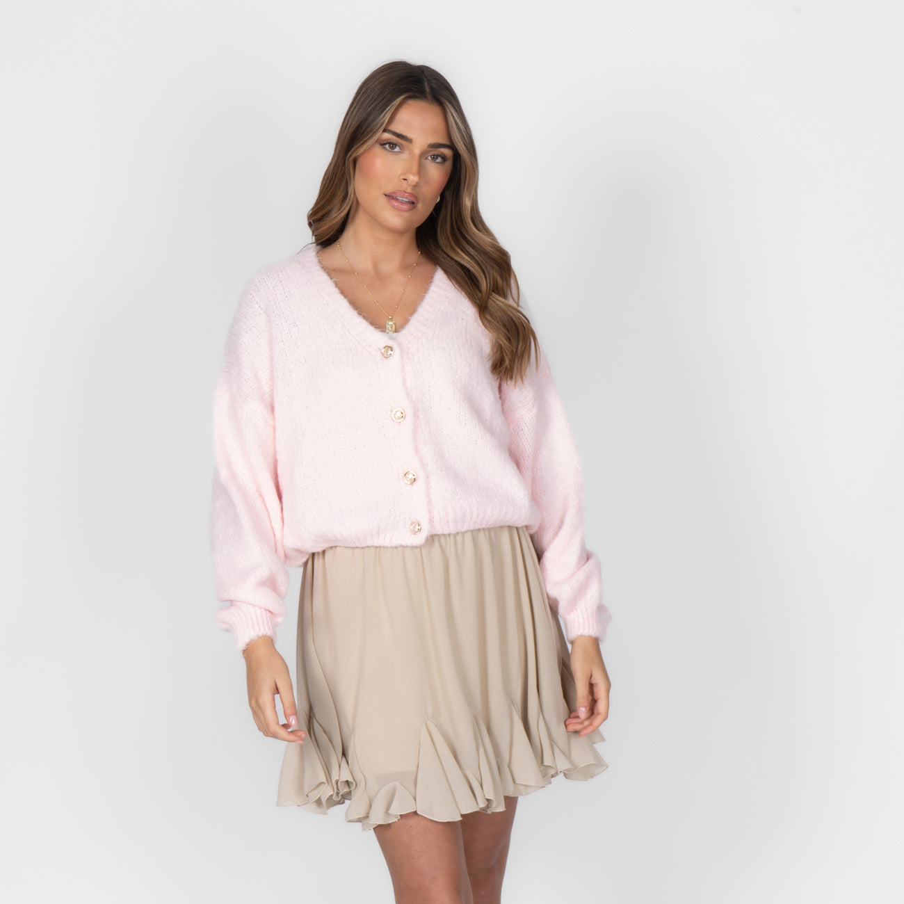Cardigan court oversize à col en V CozyGlam