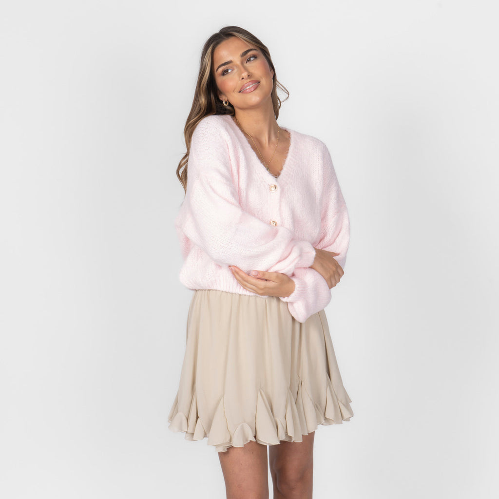 Cardigan court oversize à col en V CozyGlam