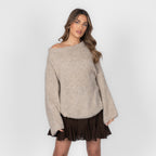Pull à épaules dénudées ultra-doux en maille