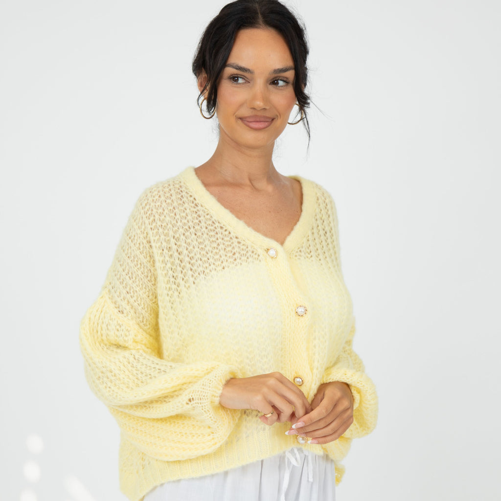 Cardigan en maille ajourée fine