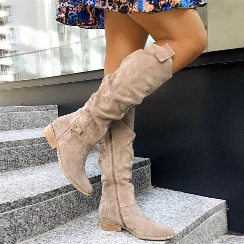 Bottes femme en daim hiver coupe ample