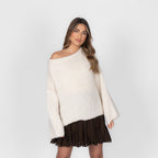 Pull à épaules dénudées ultra-doux en maille