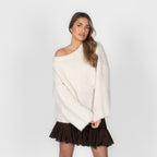 Pull à épaules dénudées ultra-doux en maille