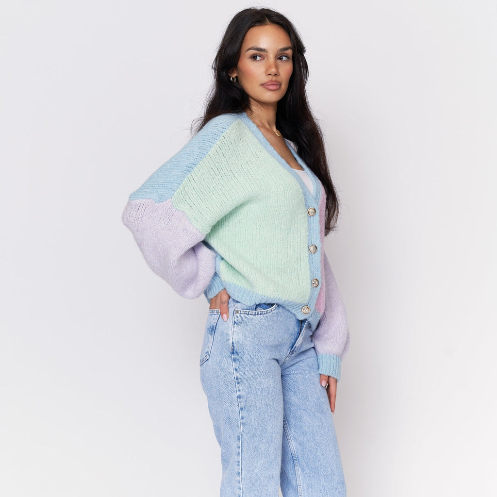 Cardigan oversize en velours pastel