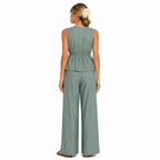 Ensemble 2 Pièces Rayé — Top Péplum & Pantalon Large