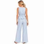 Ensemble 2 Pièces Rayé — Top Péplum & Pantalon Large