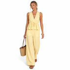 Ensemble 2 Pièces Rayé — Top Péplum & Pantalon Large