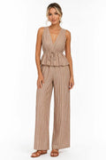 Ensemble 2 Pièces Rayé — Top Péplum & Pantalon Large