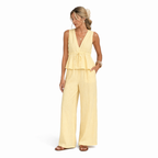Ensemble 2 Pièces Rayé — Top Péplum & Pantalon Large