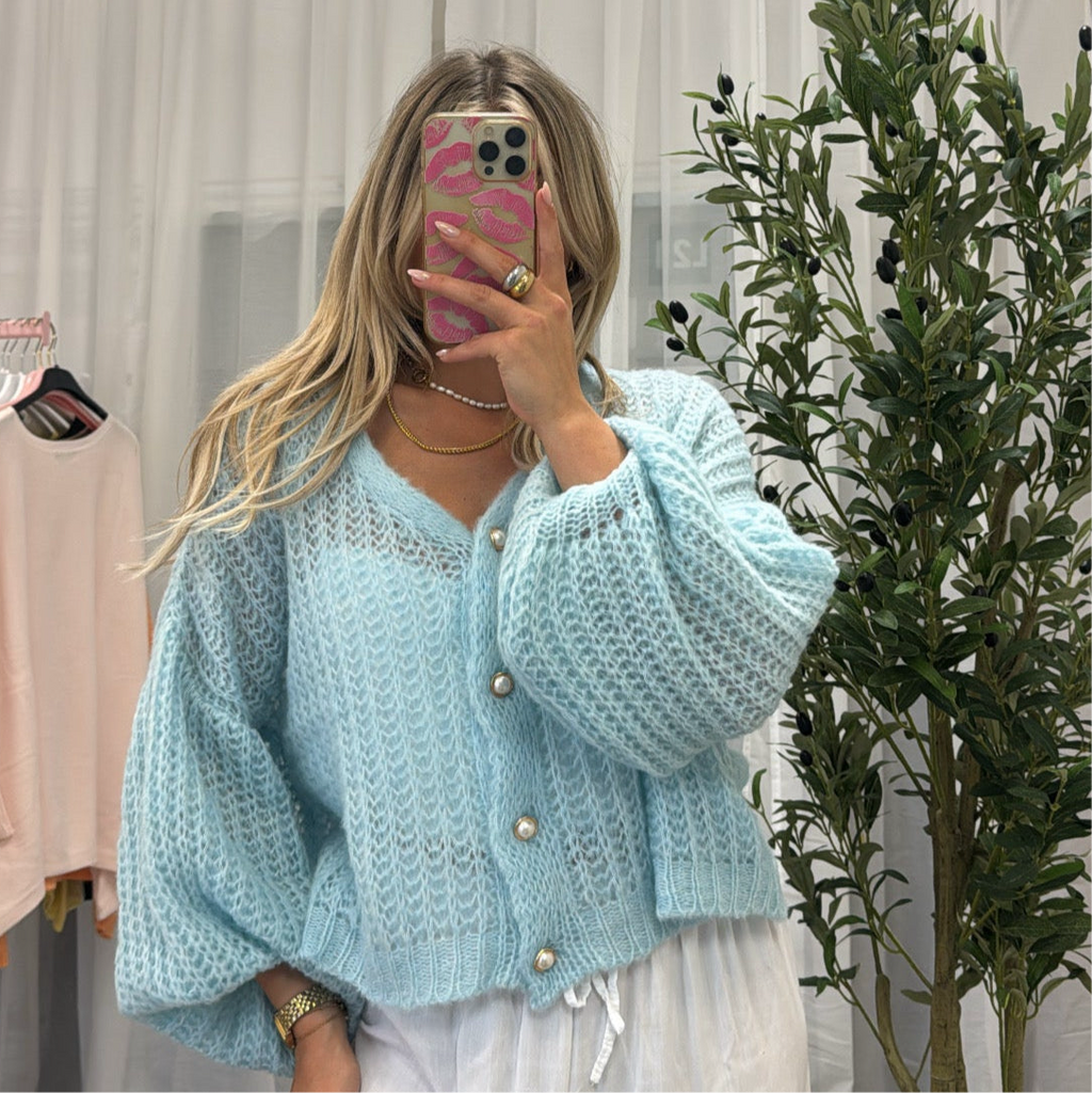 Cardigan en maille ajourée fine
