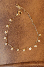 Bracelet chaine fine dorée pendentifs strass