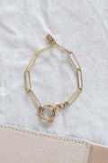 Bracelet grosse maille fine dorée avec anneau